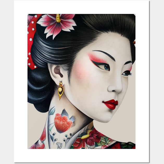 Japanese Geisha Tattoo Wall Art by Ravenglow